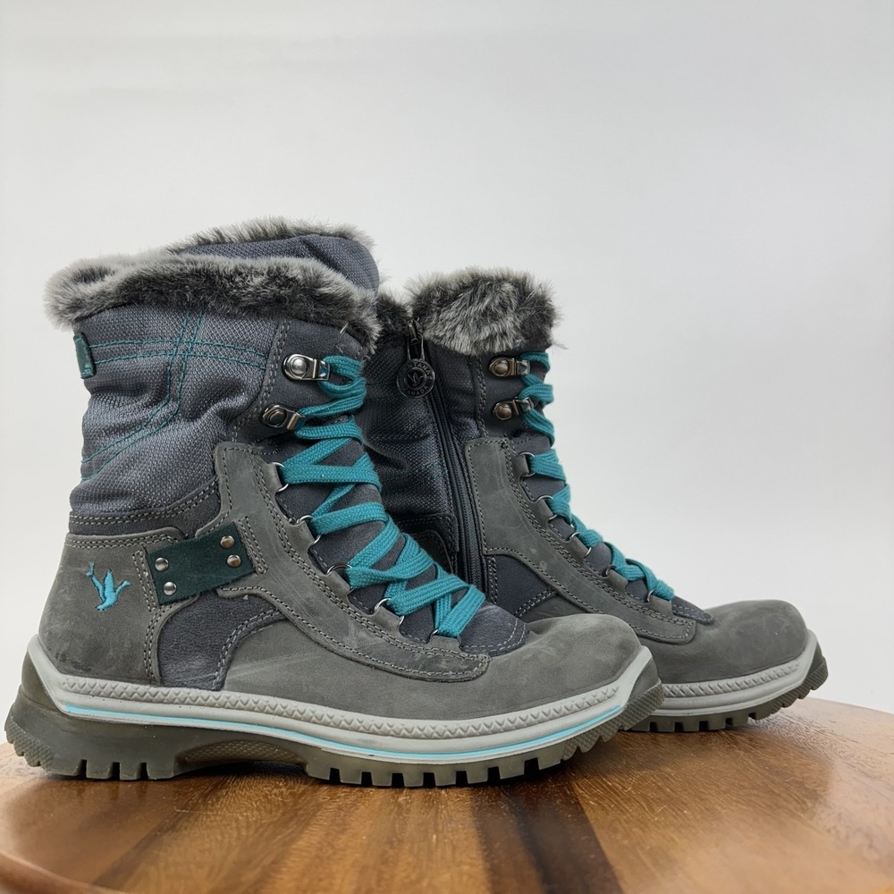 Womens‎ Santana Canada Mio Waterproof Gray Faux Fur Trim Winter Boots Size 8 M